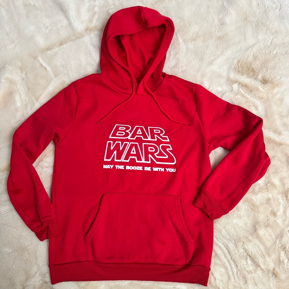Bar Wars, May The Booze Be With You - Unisex parody hoodie Red